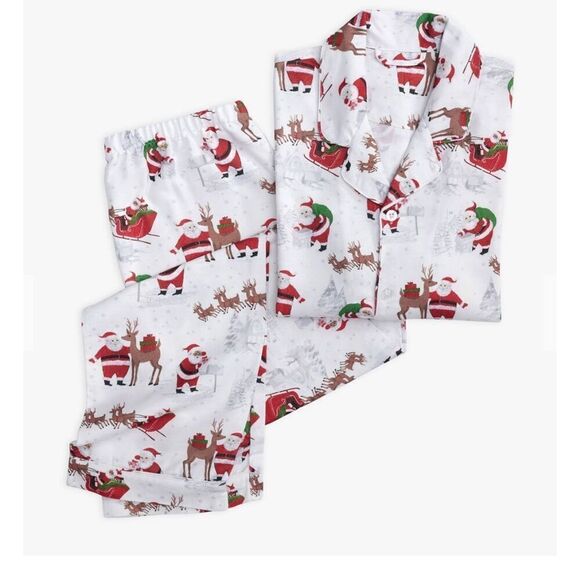 Pottery Barn Kids Heritage Santa Flannel Kids Pajama Set 4-T - Picture 2 of 4